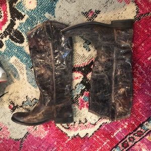 Frye distressed black tall boots